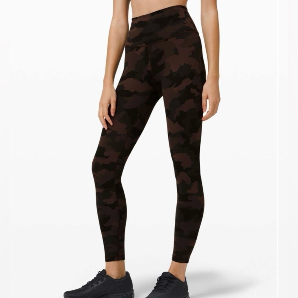 Lululemon 10 Wunder Train High-Rise 25" Camo Brown Earth great pre owned cond